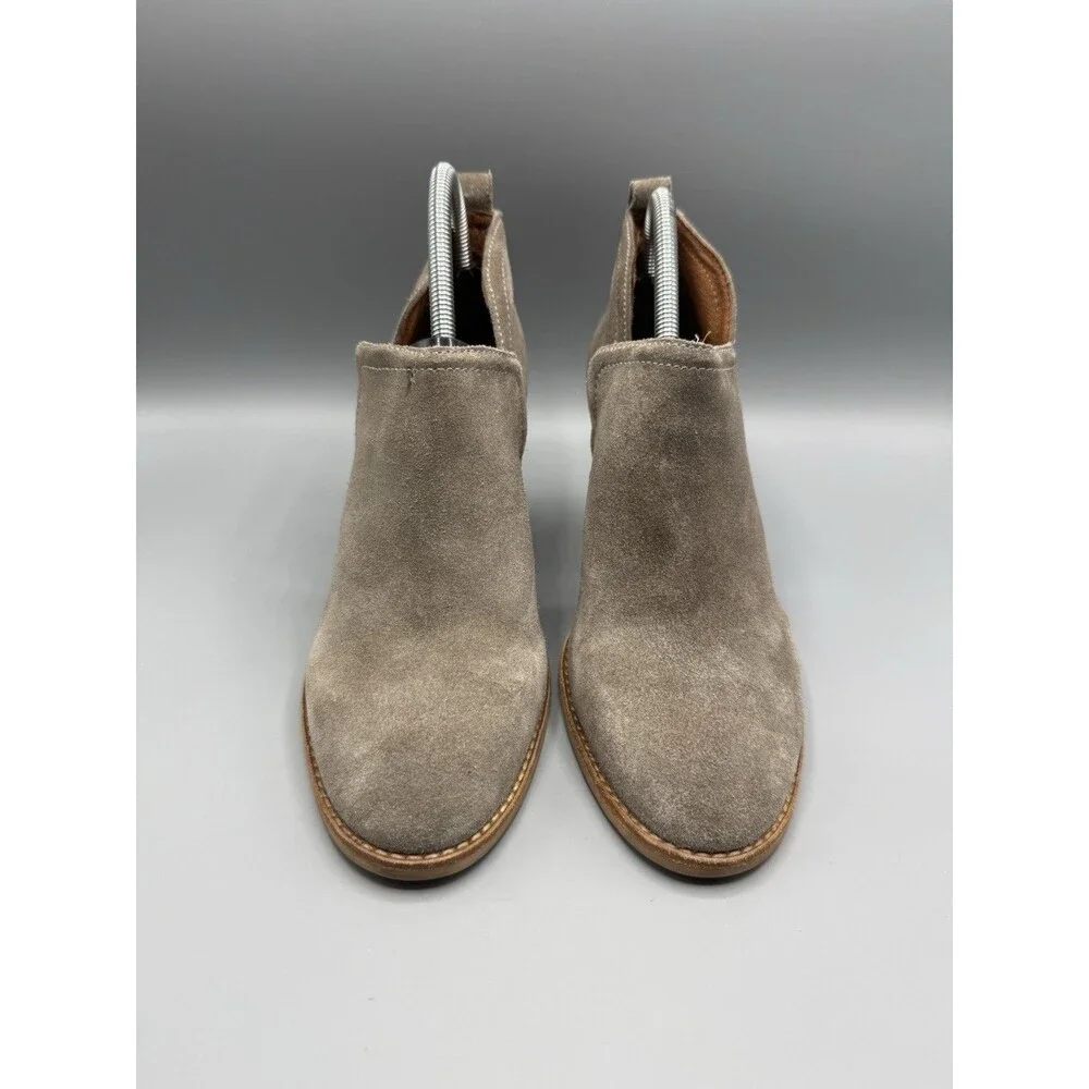 Jeffrey Campbell Rosalee Taupe Gray Suede Cut Out Heeled Ankle Booties Size 10